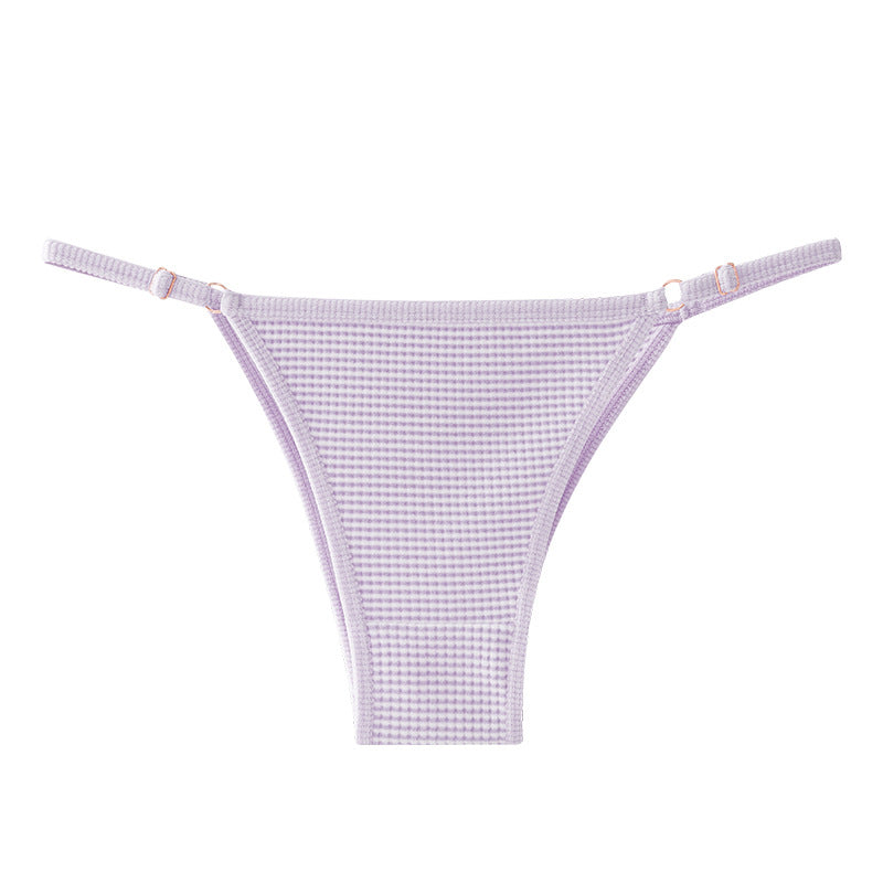 Adjustable Buckle Spaghetti Strap Thong Sexy Striped Panties