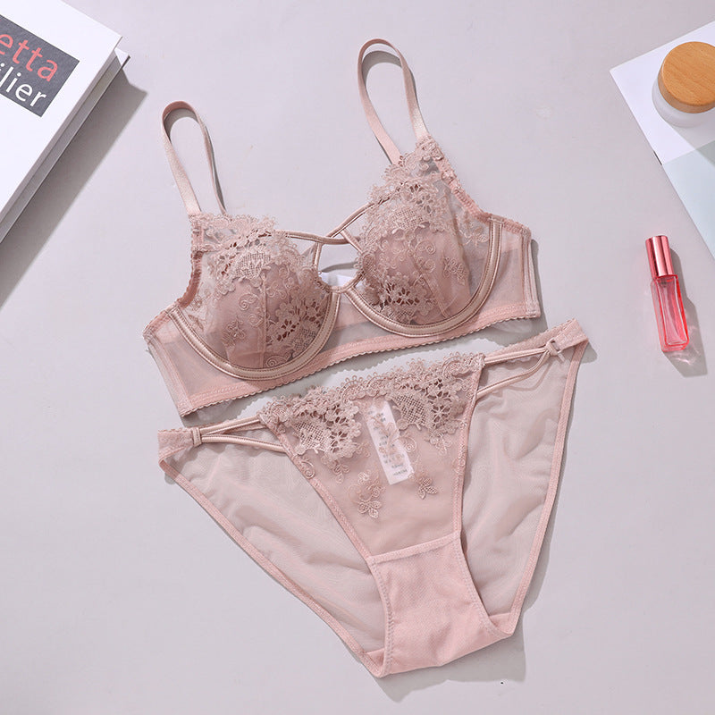French Lace Embroidered Bra Set