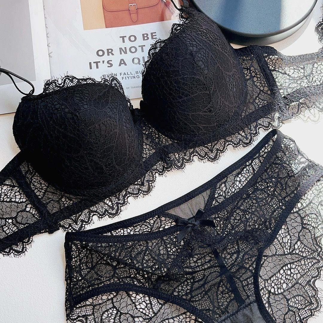 Sweet Lace Pure Desire Thin Cup Sexy Cross Back Plus Size Bra Set