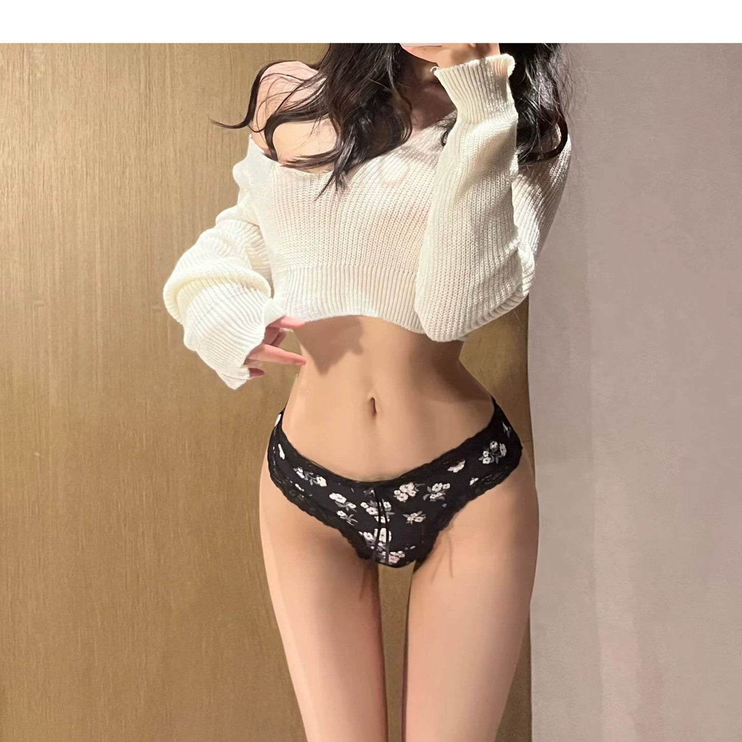 Sexy Ice Silk Seamless Lace Thong Panties