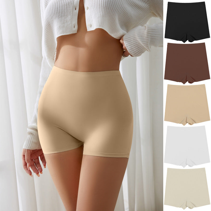 High Waist Solid Color Ice Silk Safety Shorts Panties