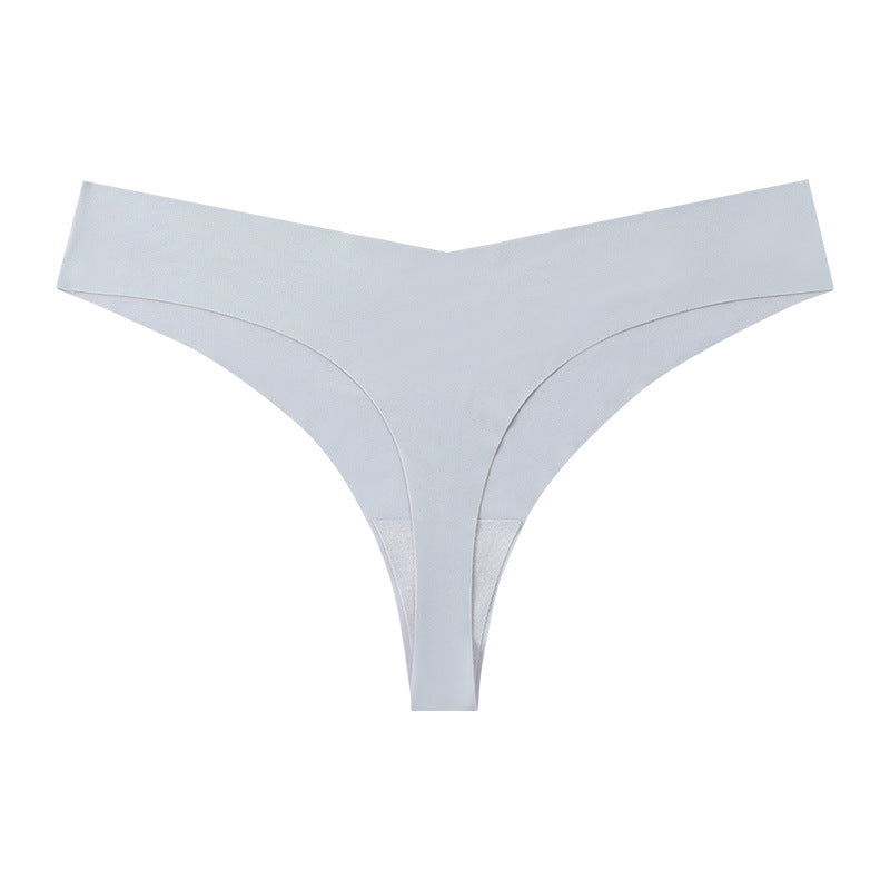 Low Waist Ice Silk Nude Cotton Crotch Large Size T Panties Sexy One Piece Briefs