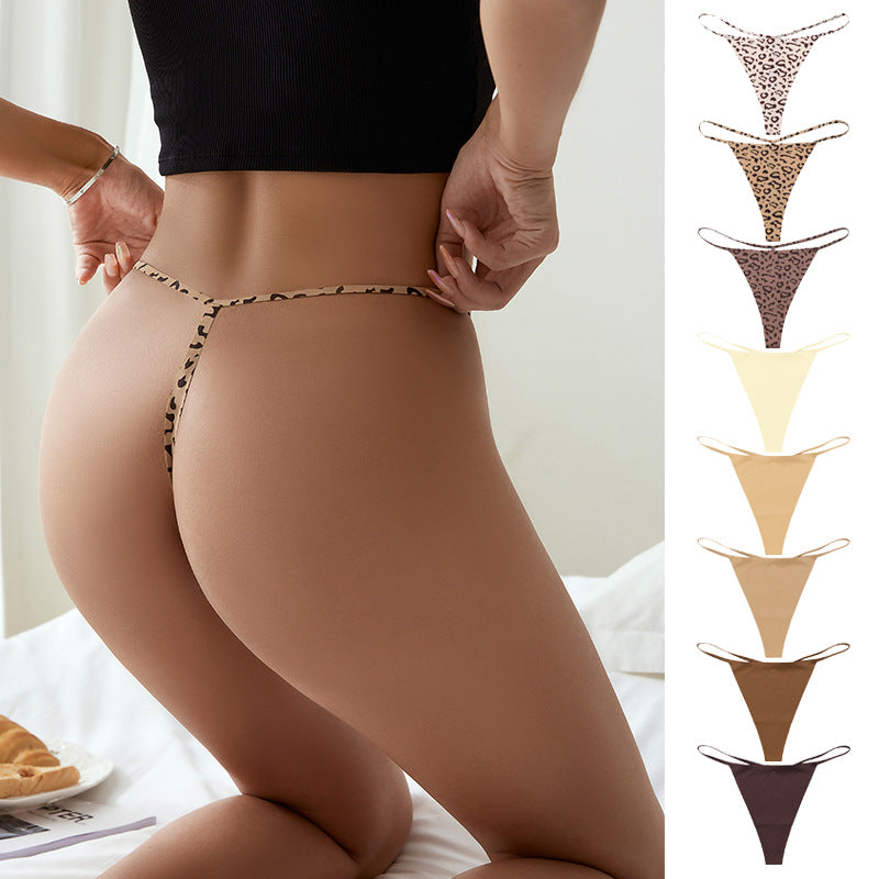 Low Rise Sexy Leopard Print Seamless One Cord Panties Thong
