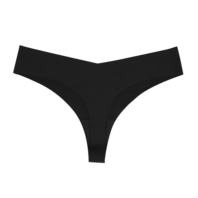 Low Waist Ice Silk Nude Cotton Crotch Large Size T Panties Sexy One Piece Briefs