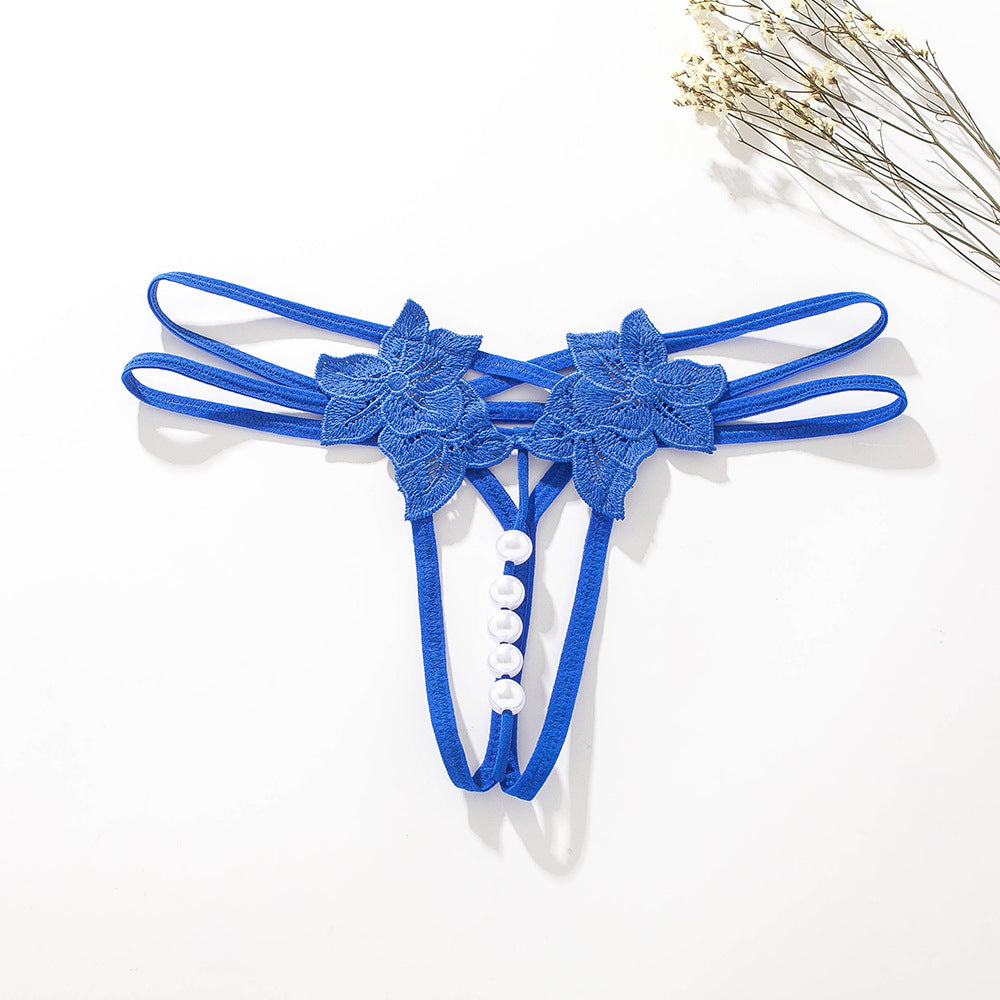 Erotic Sexy Open Large Pearl Massage Thong Panties