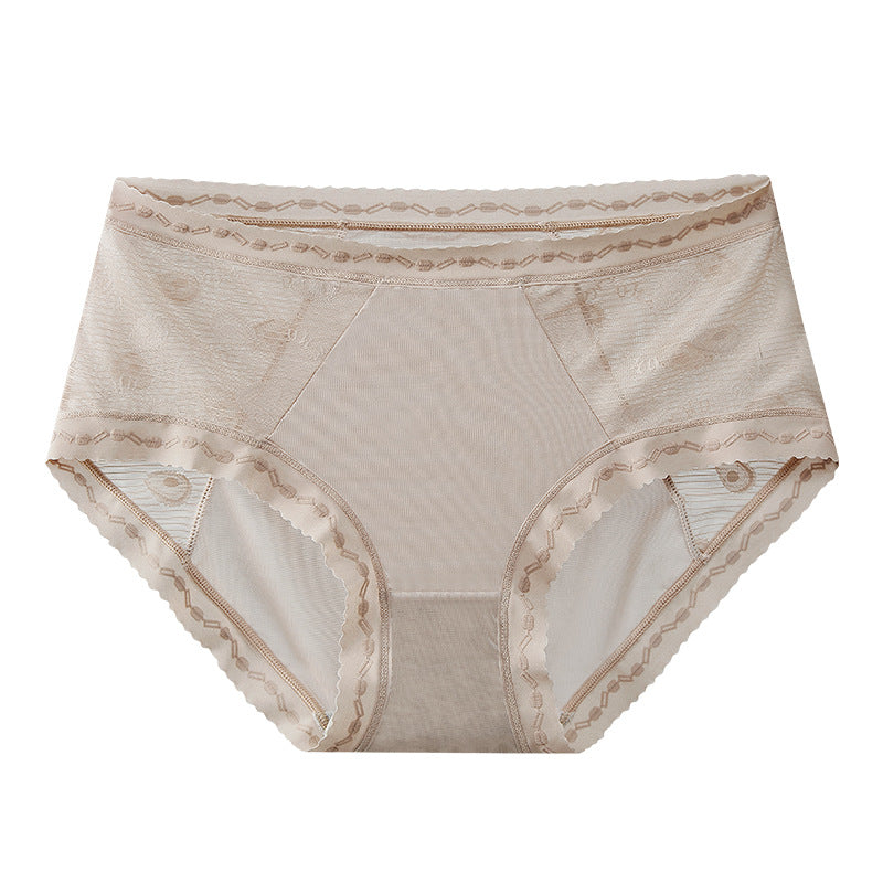 Ice Silk No Trace Mid Waist Lace Sexy Panties