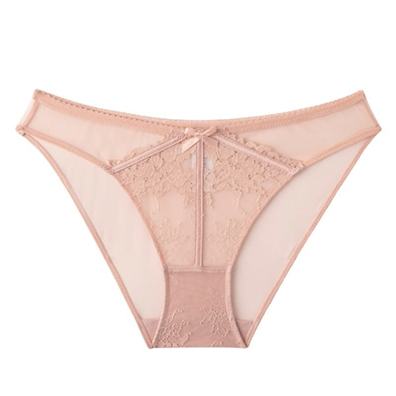 French Sexy Ultra-thin Lace Hollow Embroidered Mesh Triangle Panties