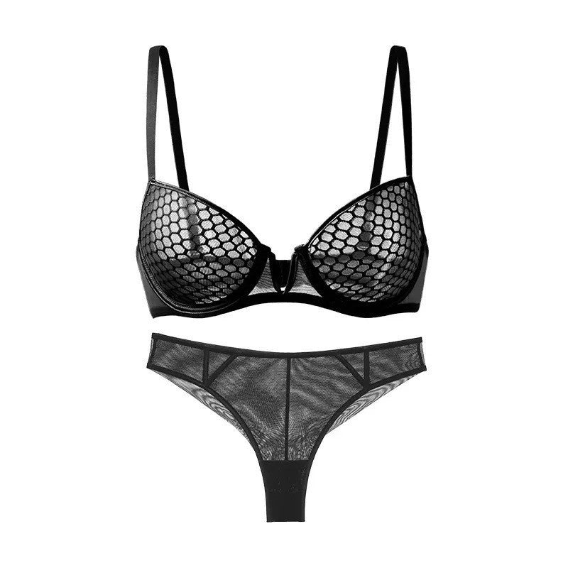 French Lace Sexy Ultra Thin Soft Steel Ring Bra Set