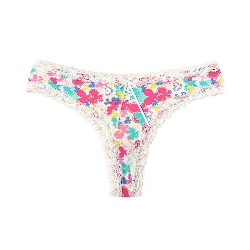 Sexy Ice Silk Seamless Lace Thong Panties