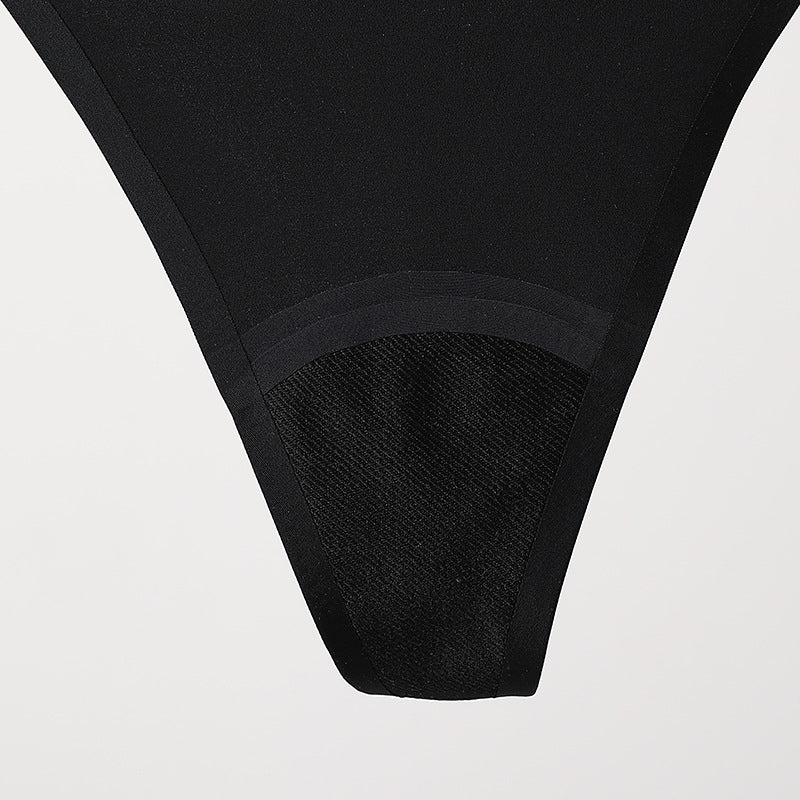 Alphabet Spaghetti Strap No Trace Ice Silk Physiological Panties Menstrual Thongs