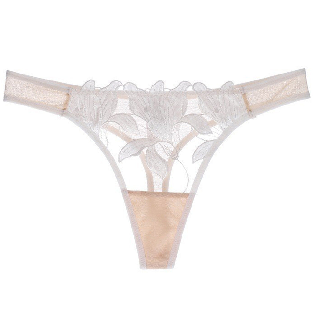 French Sexy Panty Applique Embroidered Mesh Panties Thong