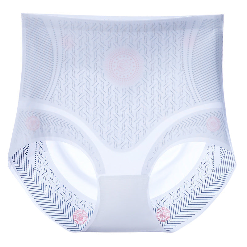 High Waist Ice Silk Liquid Nude Silk Crotch Tummy Tuck Triangle Panties