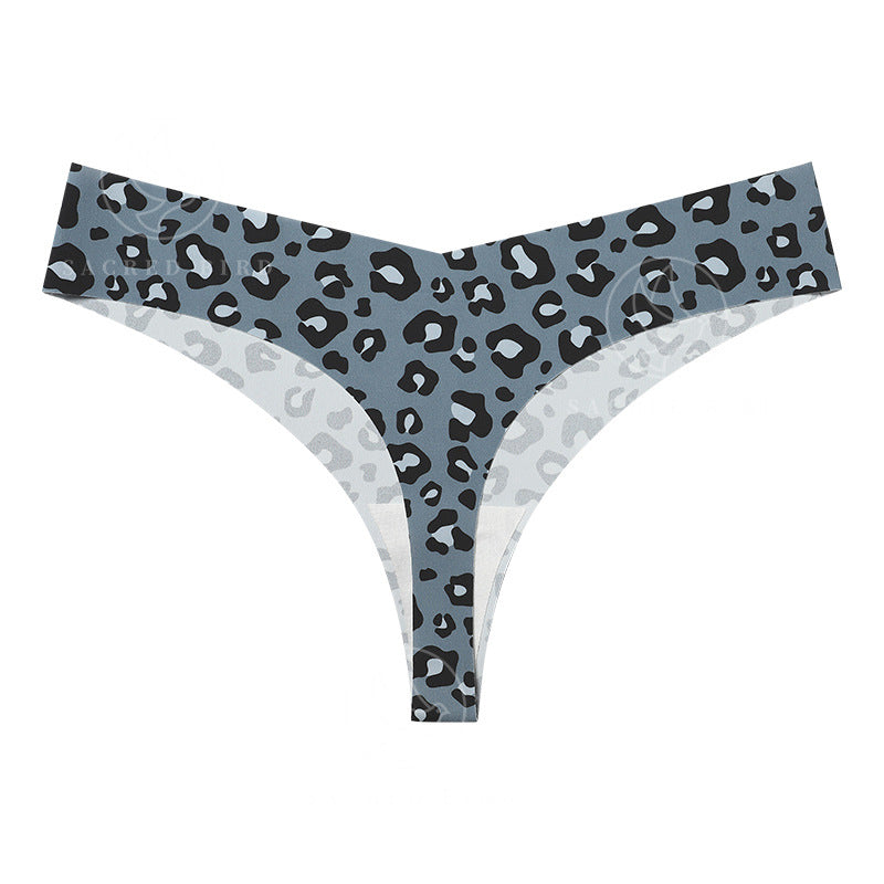 Sexy Low Waist Plus Size Panties Seamless Ice Silk Leopard Thong