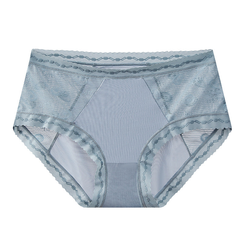 Ice Silk No Trace Mid Waist Lace Sexy Panties