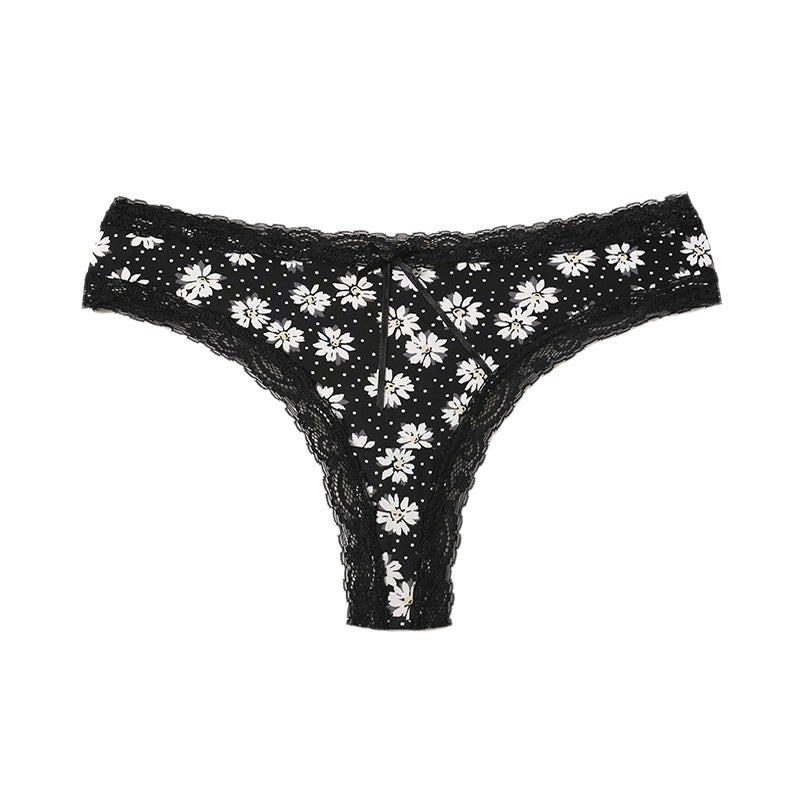 Sexy Ice Silk Seamless Lace Thong Panties