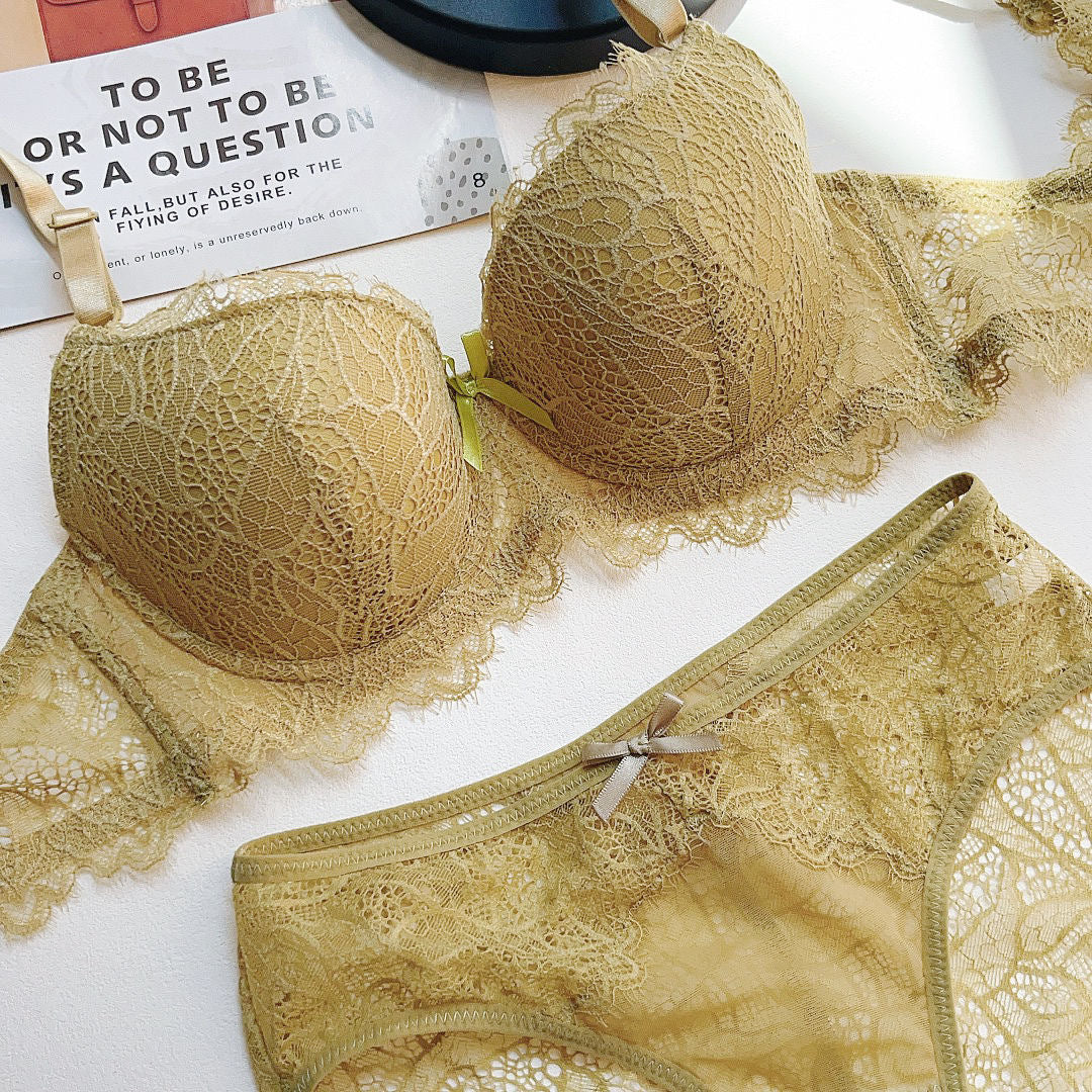 Sweet Lace Pure Desire Thin Cup Sexy Cross Back Plus Size Bra Set