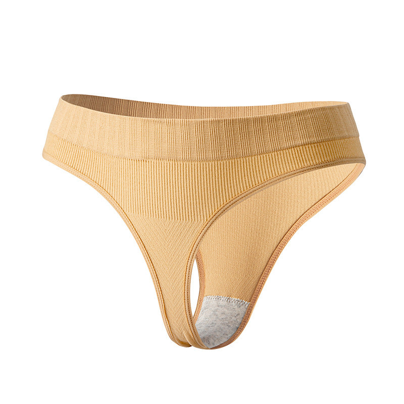 Large Size No Trace Solid Color Sexy Stretch T Panties Low Waist Panties
