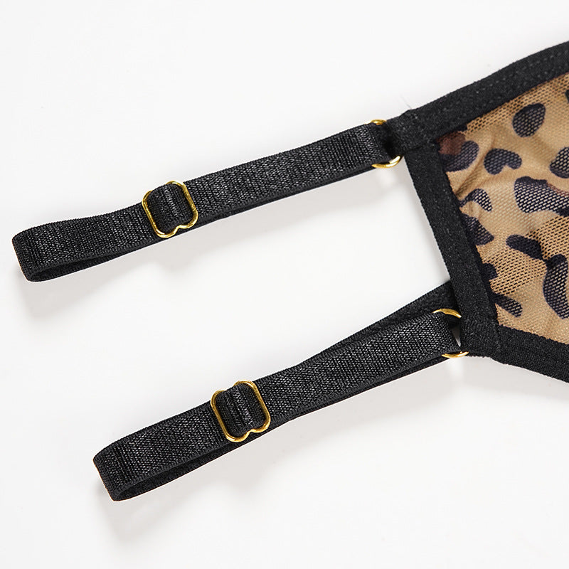 Adjustable Spaghetti Straps Sexy Leopard Print Low Rise Panties