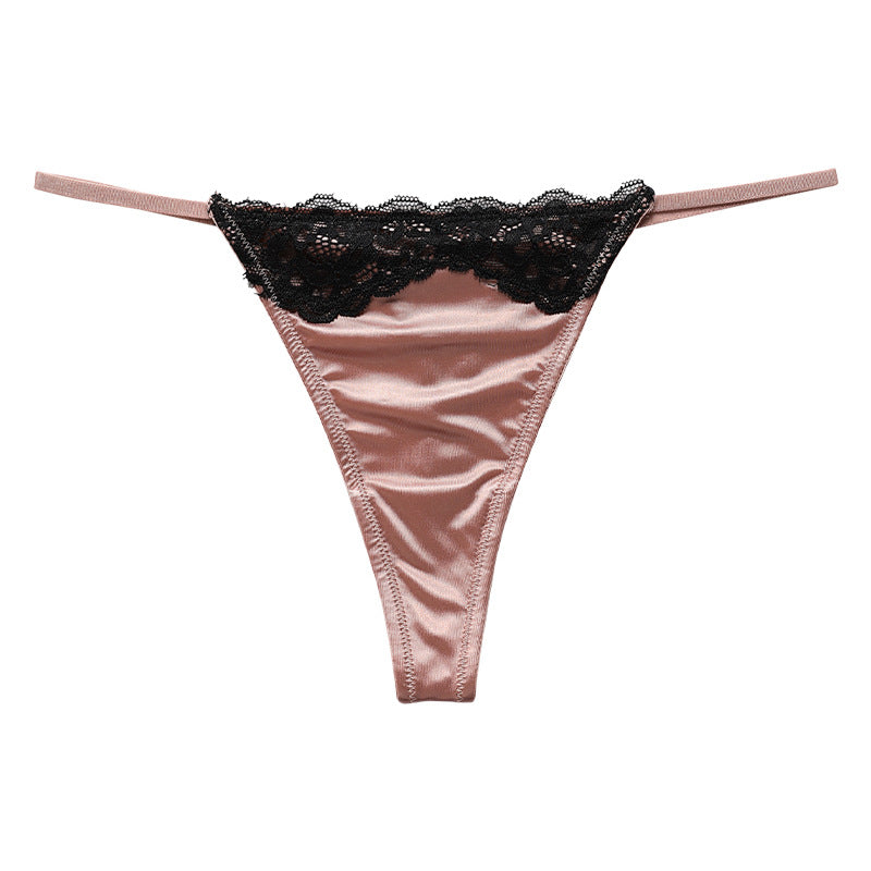 Lace Erotic T Panties Ice Silk Sports Invisible Low Waist Thong