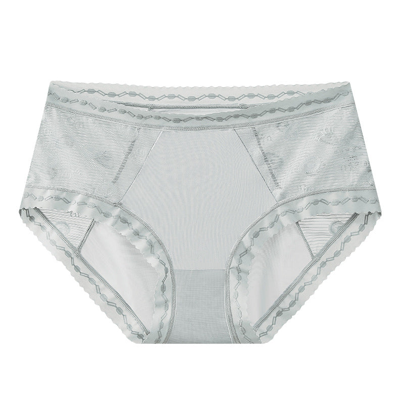 Ice Silk No Trace Mid Waist Lace Sexy Panties