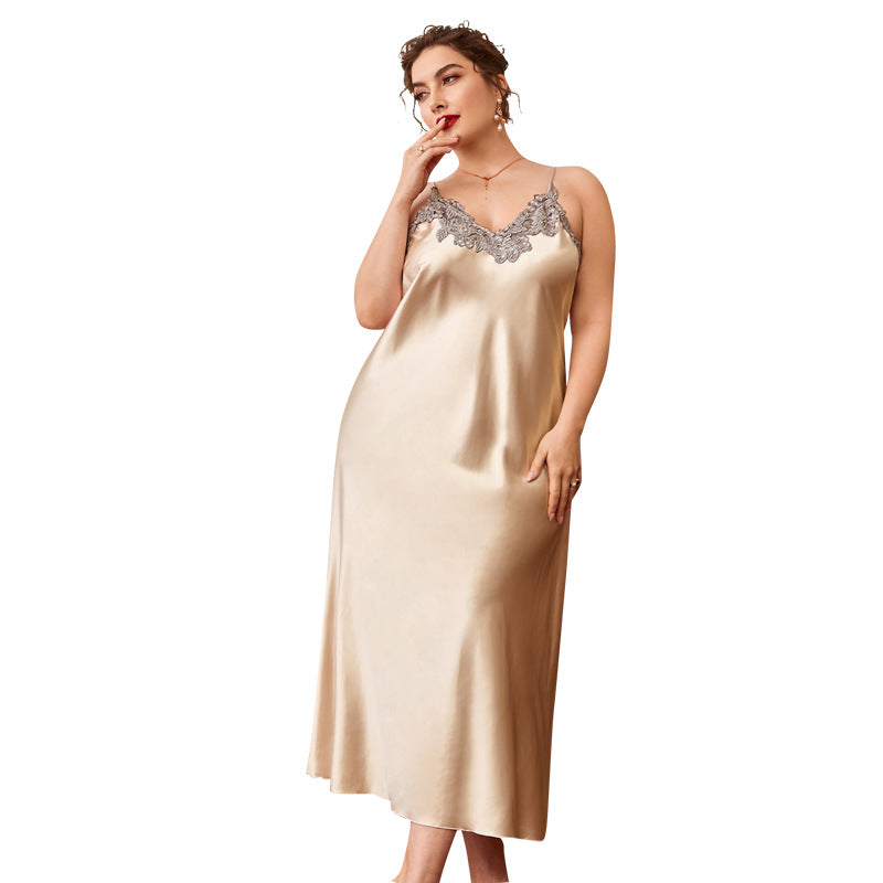Faux Silk Sleepwear for Women Camisole Nightdress