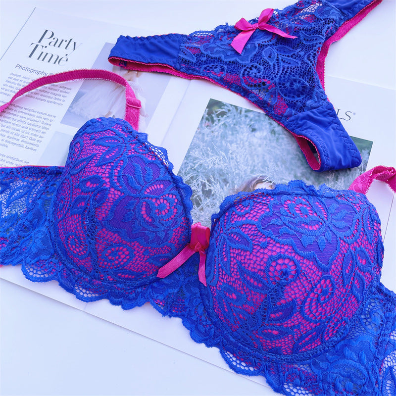 Fashion Color Block Sexy Lace Bra Set
