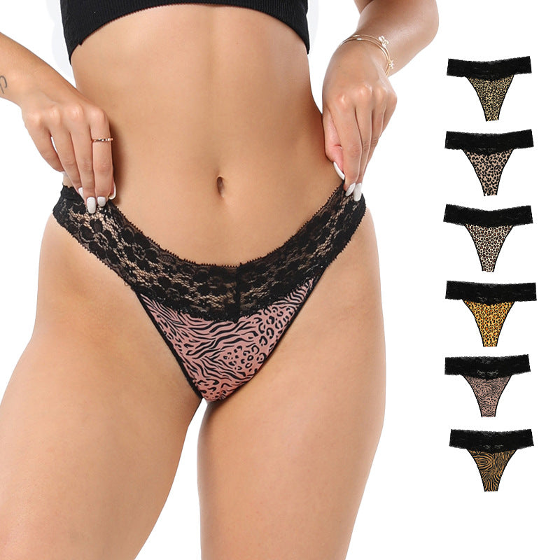 Sexy Lace Thong Invisible Low Waist Hip Lifting Triangle Cotton Panties