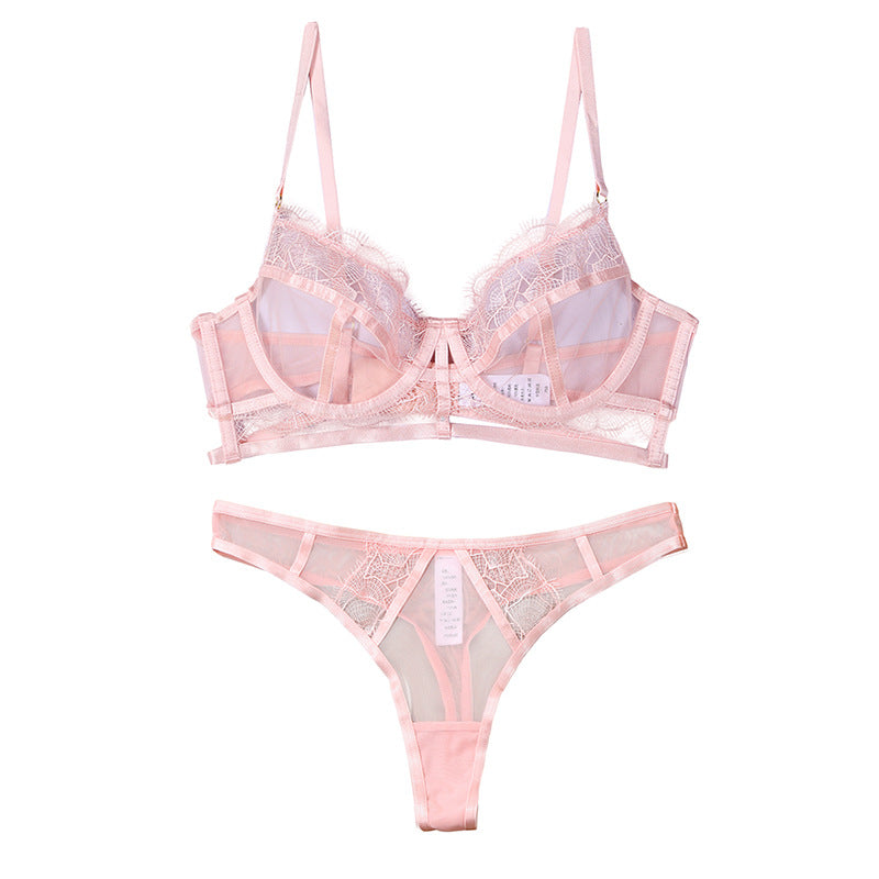 Sexy Soft Steel Ring Lace French Bra Set