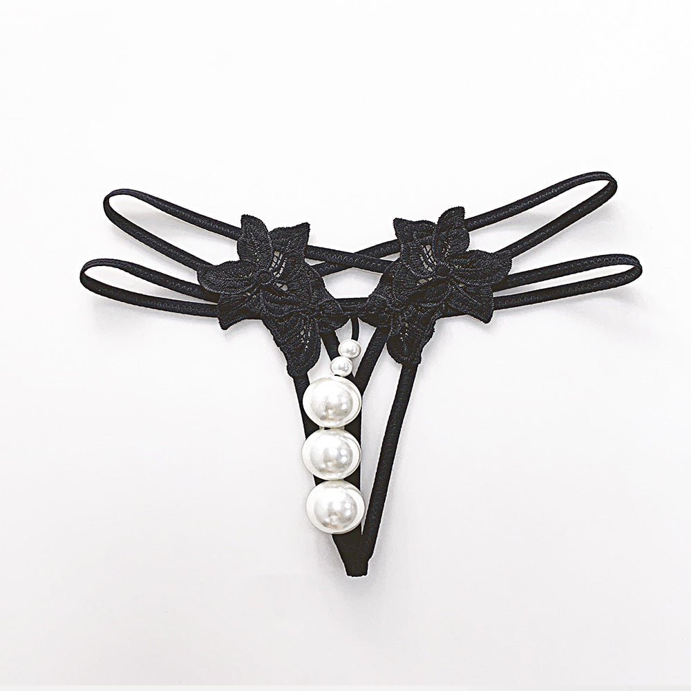 Erotic Sexy Open Large Pearl Massage Thong Panties