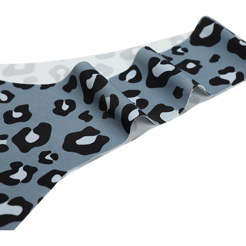 Sexy Low Waist Plus Size Panties Seamless Ice Silk Leopard Thong