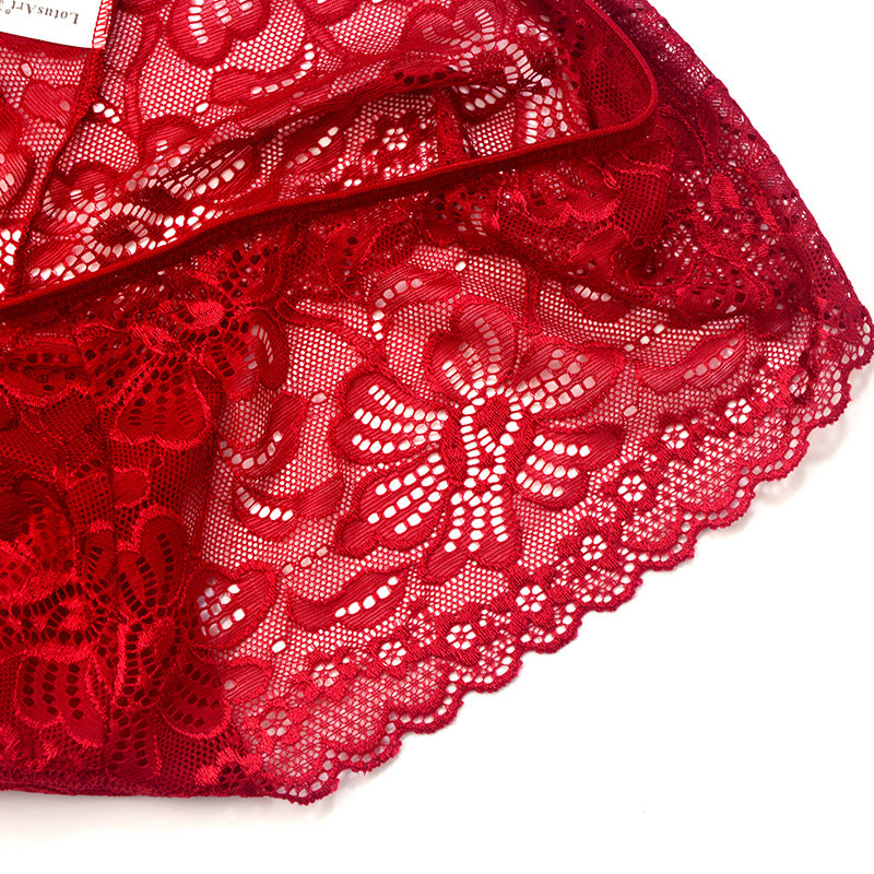 Sexy Lace Panties Hollowed Out Hip Lifting Low Waisted Boxer Briefs