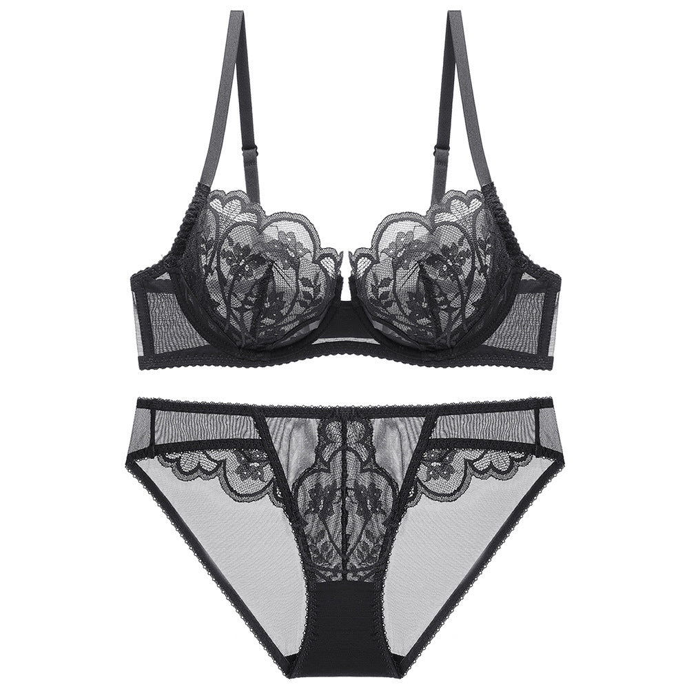 Sexy Lace Ultra-thin Breathable Top Support Bra Set