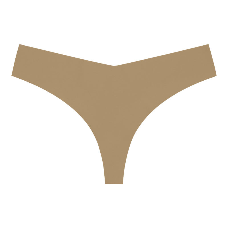 Low Waist Ice Silk Nude Cotton Crotch Large Size T Panties Sexy One Piece Briefs