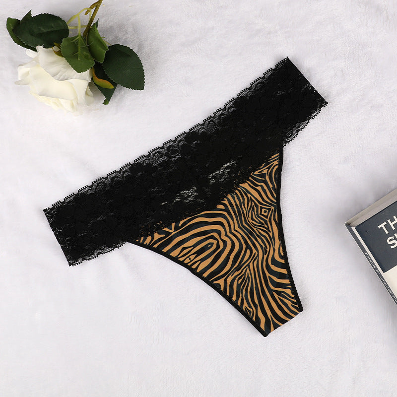 Sexy Lace Thong Invisible Low Waist Hip Lifting Triangle Cotton Panties