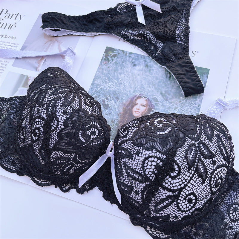 Fashion Color Block Sexy Lace Bra Set