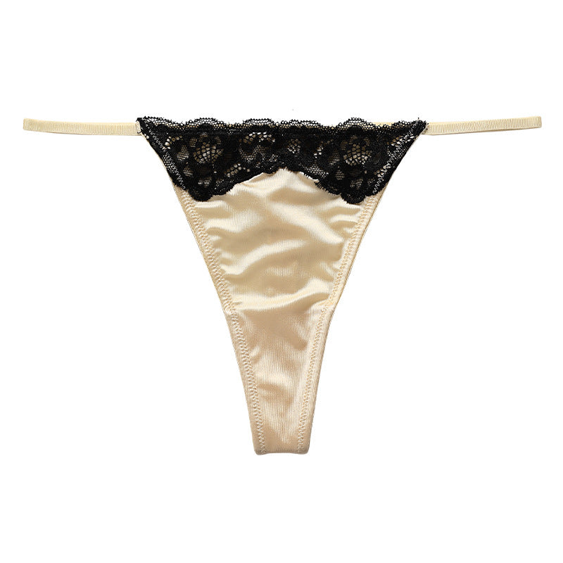 Lace Erotic T Panties Ice Silk Sports Invisible Low Waist Thong