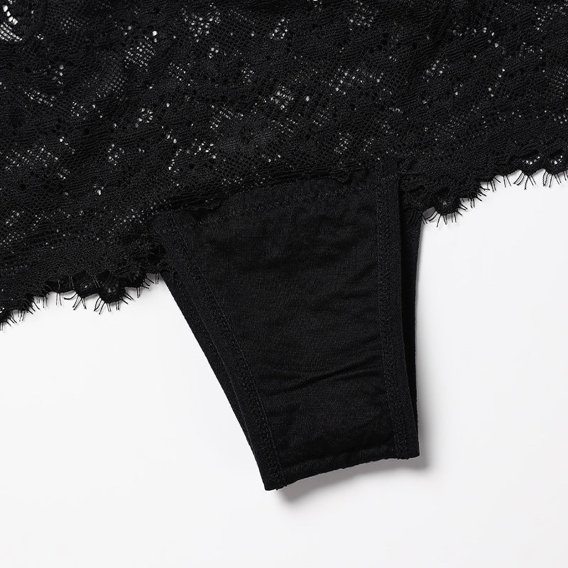 Sexy Lace Splicing Bowknot Thong Panties
