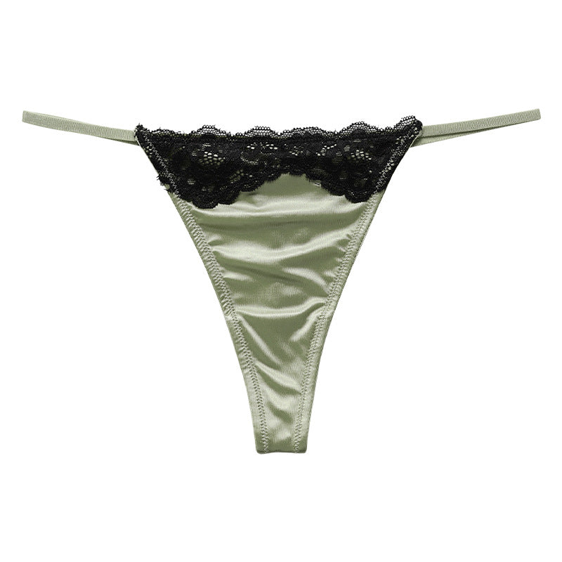 Lace Erotic T Panties Ice Silk Sports Invisible Low Waist Thong