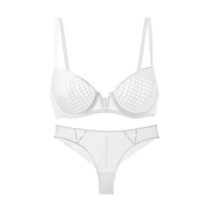 French Lace Sexy Ultra Thin Soft Steel Ring Bra Set