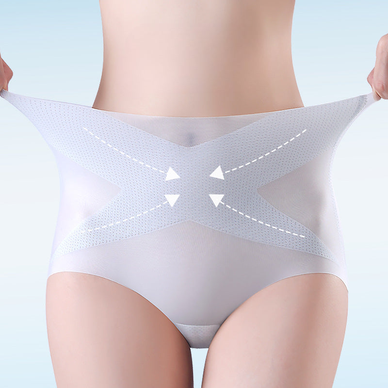 High Waisted Tummy Tightening Ice Silk Panties Without Trace Triangle Pants