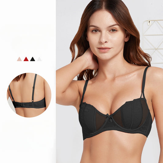Elegant French Style Bra with Lace Edge and Bunny Ear Cups