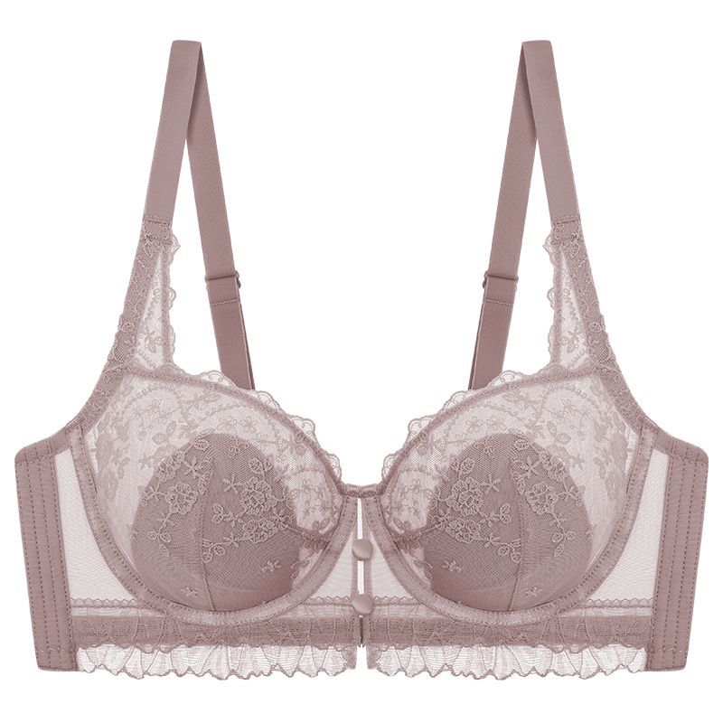 Large Size Gathering Collecting Side Breasts Anti-Sagging Lace Thin Bra