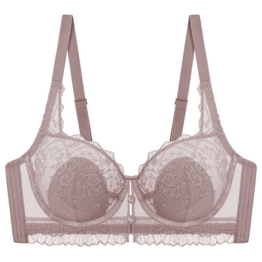 Large Size Gathering Collecting Side Breasts Anti-Sagging Lace Thin Bra