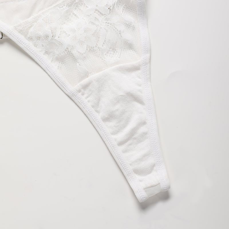 French Lace Embroidered Satin Sexy Thong Panties