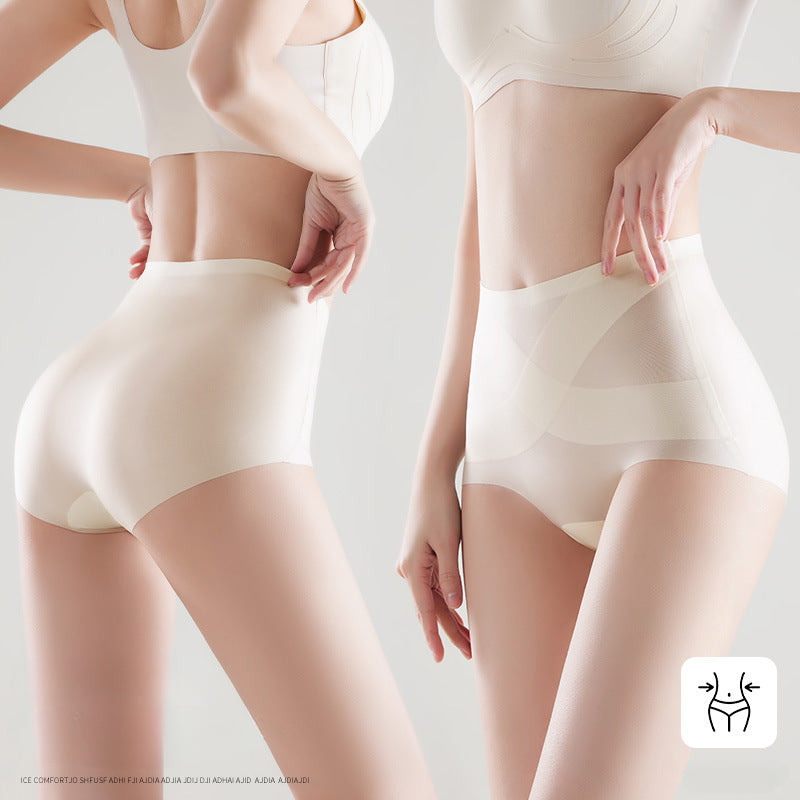 Seamless High Waist Tummy Tuck Ice Silk Panties