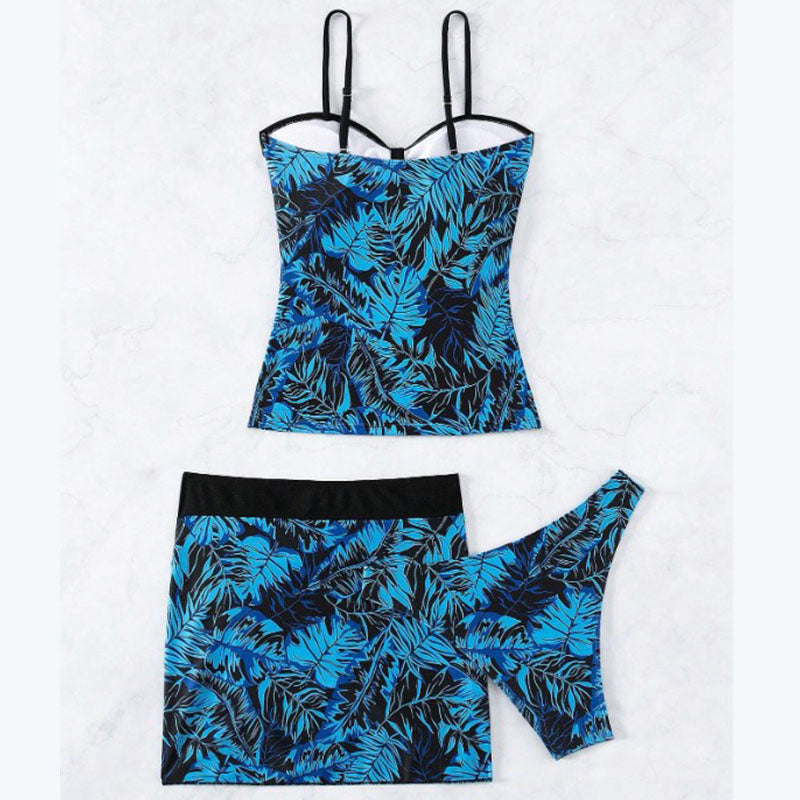 Printed Skirt Bikini Three Piece Swimwear