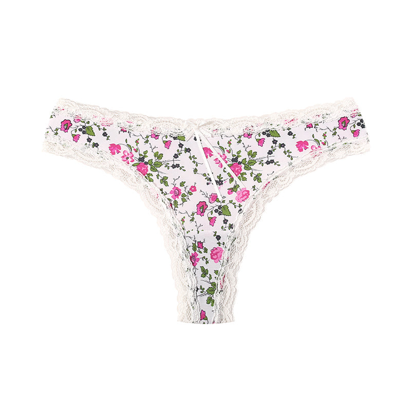 Sexy Ice Silk Seamless Lace Thong Panties