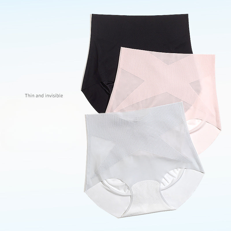 High Waisted Tummy Tightening Ice Silk Panties Without Trace Triangle Pants