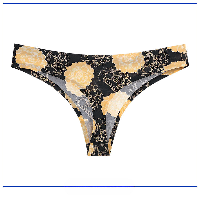 Plus Size Sports No Trace Panties Printed Low Waist Sexy Thongs