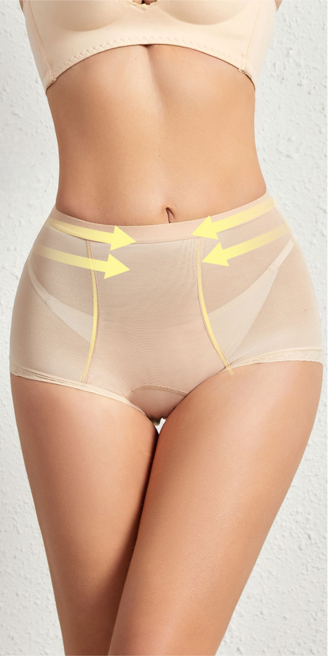 Mid-High Waist Shaping Mesh Breathable Hip Lifting Body Panties Shapewear